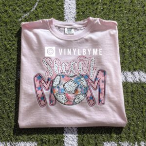 Pink comfort color soccer mom tee