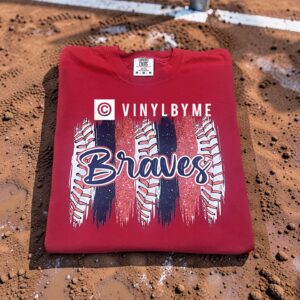 Red comfort color Braves tee
