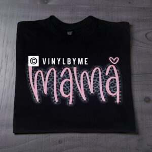 Pink cheetah mama black tee