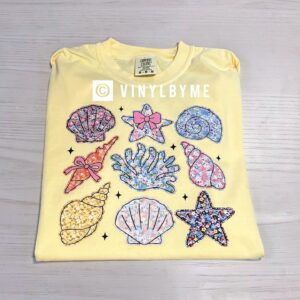 Comfort color butter floral shell tee