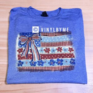 Blue bleached floral flag tee