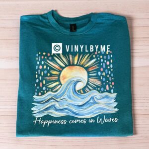 Teal happiness comes in waves tee