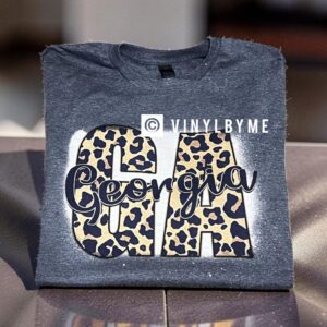Gray bleached leopard GA tee