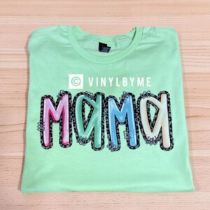 Mint leopard mama tee