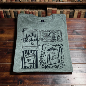 Heathered green booked tee