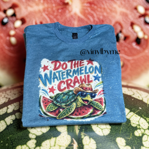 Teal bleached watermelon crawl tee