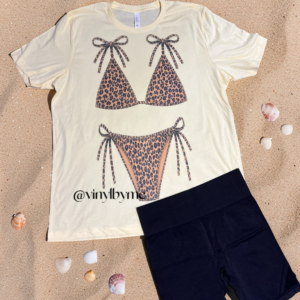 Yellow cheetah bikini tee