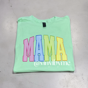 Mint pinstripe mama tee