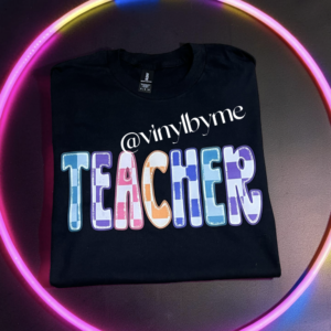 Black retro teacher tee