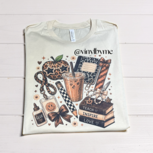 Cream teach love inspire tee