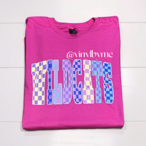 Pink checkered retro wildcats tee