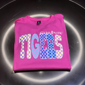 Pink checkered retro Tigers tee
