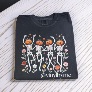 Pepper comfort color pumpkin skeleton tee