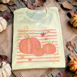 Yellow stripped pumpkin tee
