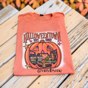 Orange bleached Halloween town tee