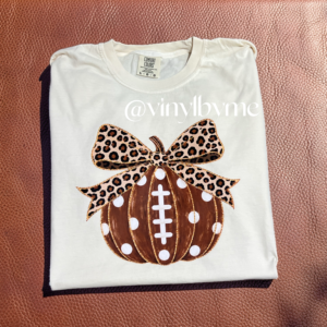 Ivory leopard football comfort color tee