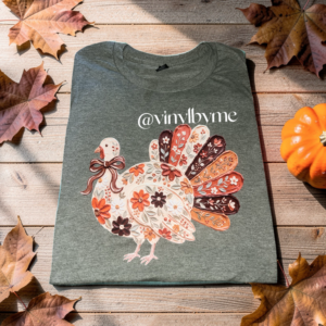 Heather green floral turkey tee