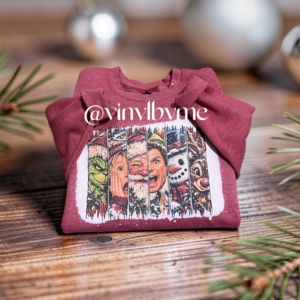 Red bleached Christmas face sweatshirt