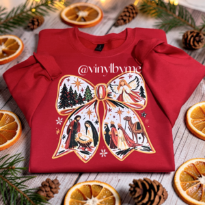 Red Christmas nativity sweatshirt